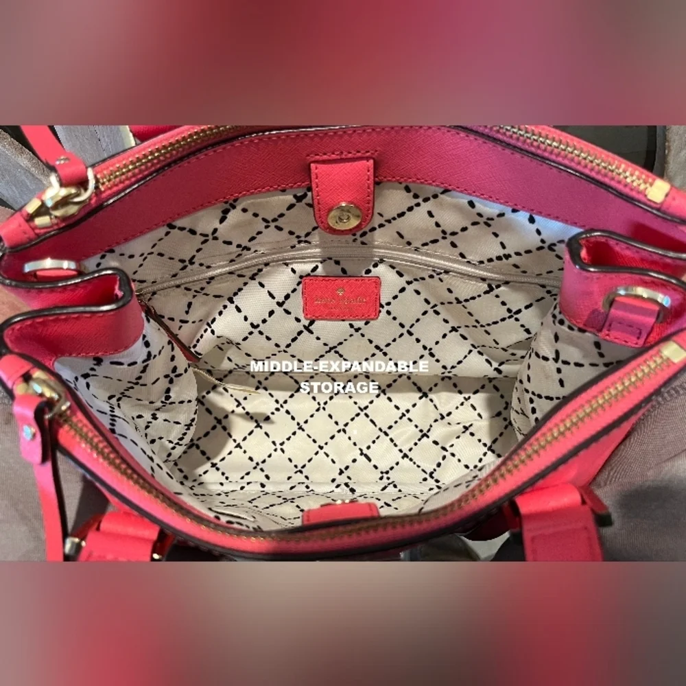 Kate Spade London Newburg Lane Coral Saffiano Leather Satchel/Crossbody L…